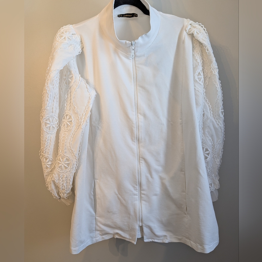 Steilmann Sweater With Embroidered Puffy Sleeves